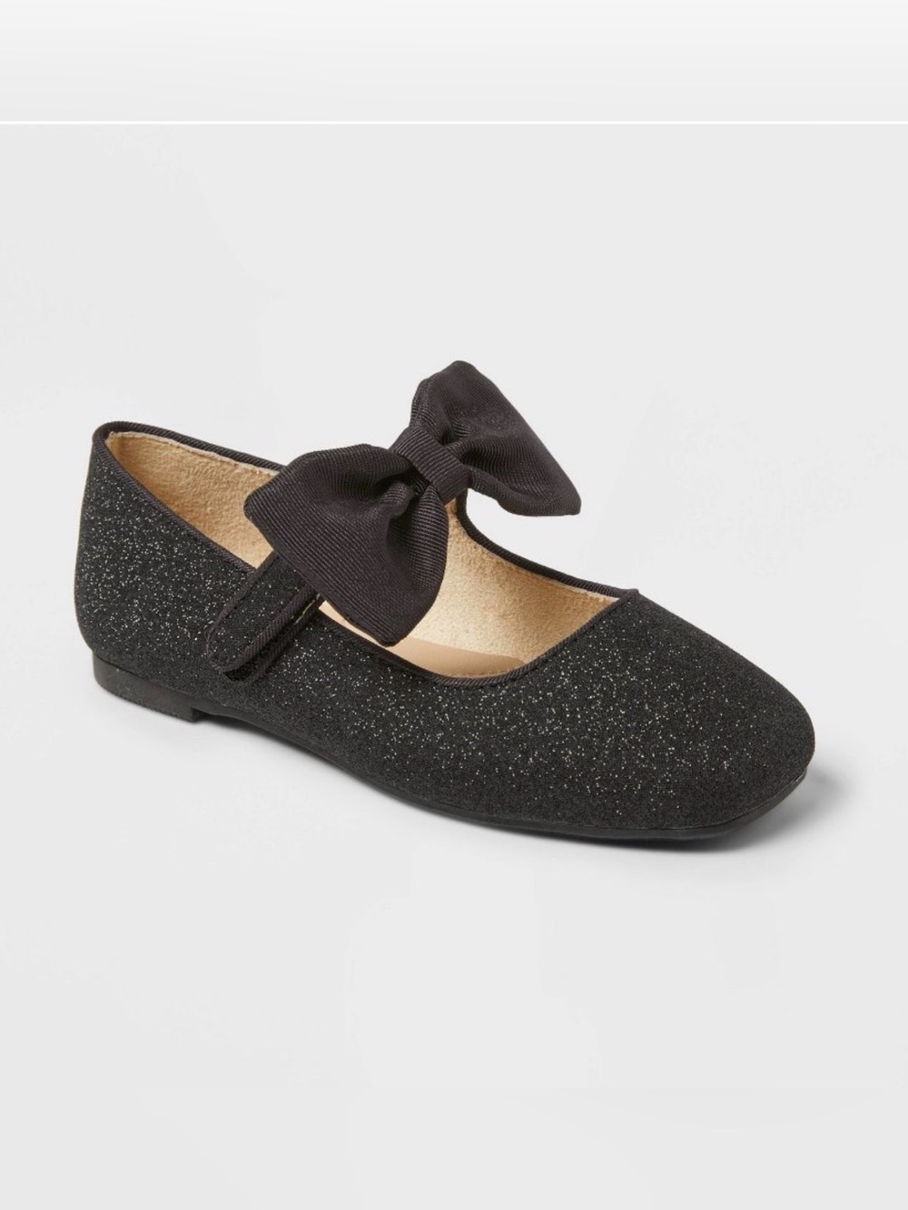 Toddler Girls Cat & Jack Black Glitter Bow Mary Jane Shoes